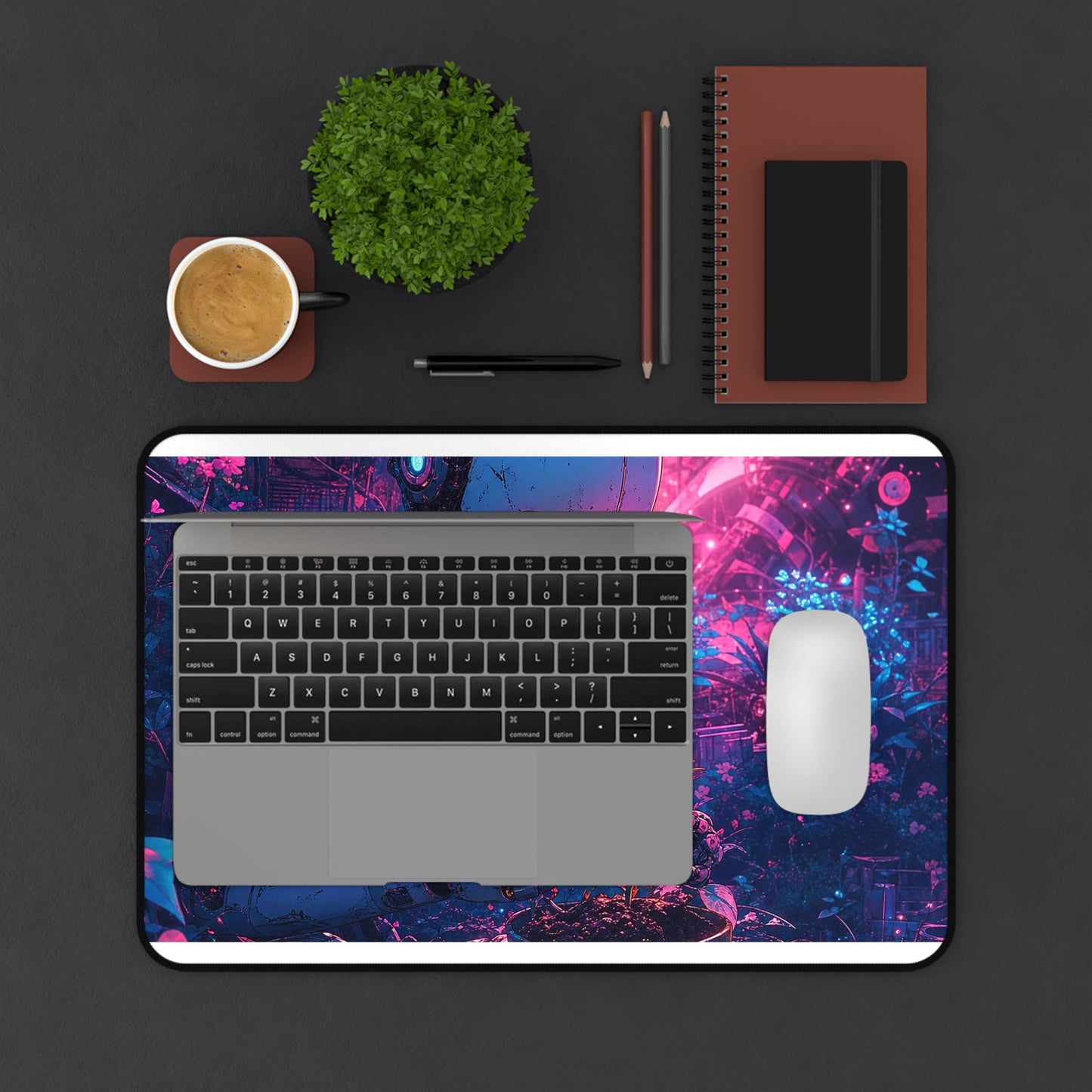 Robot In Junkyard Garden - Anime Manga Gaming Desk Mat - Moikas