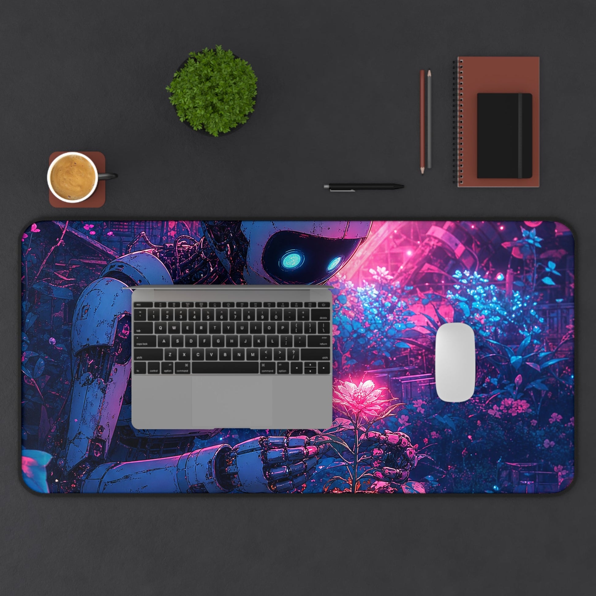 Robot In Junkyard Garden - Anime Manga Gaming Desk Mat - Moikas