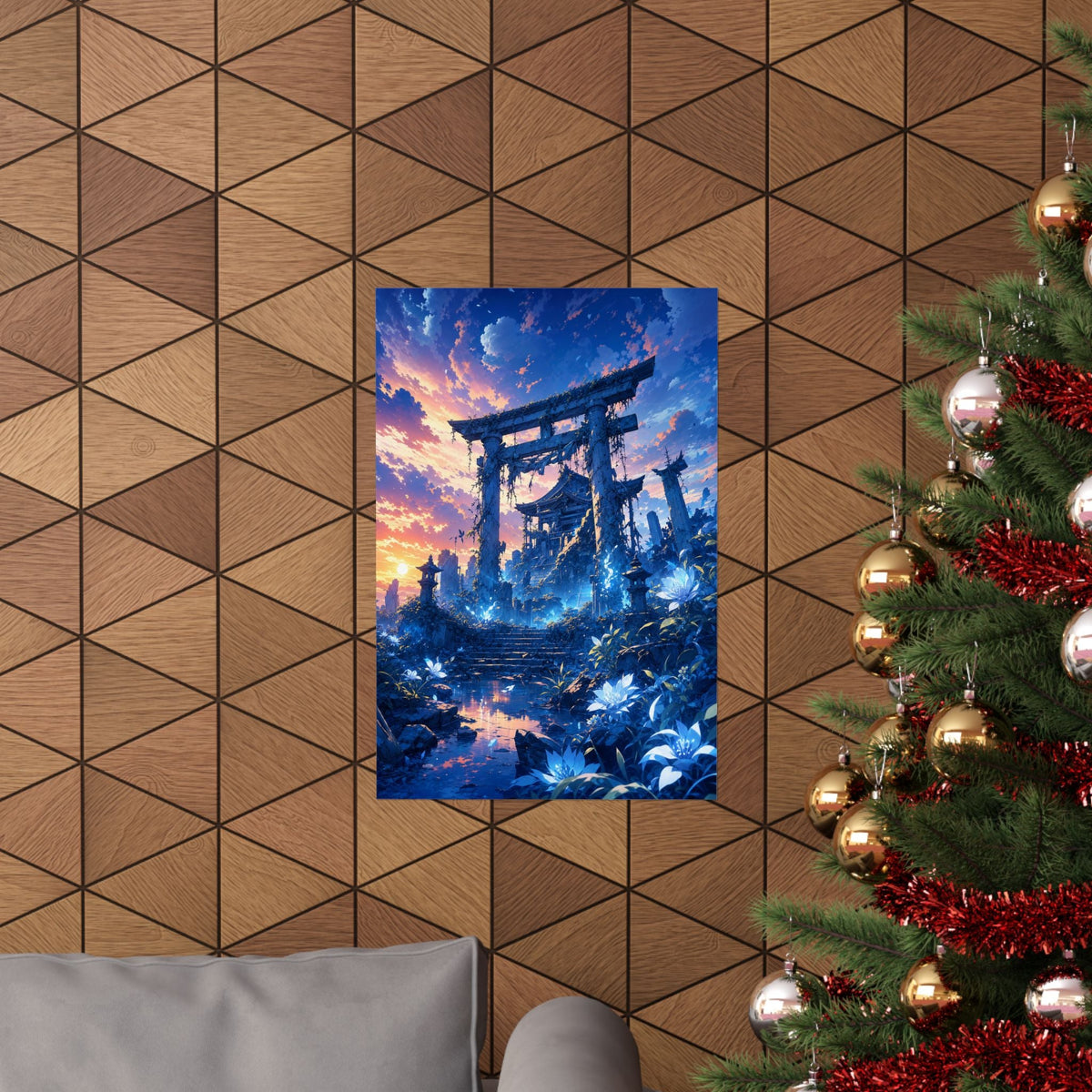 Ruined Shrine Consumed By Nature - Anime Manga Art Print (Matte Poster) - Moikas