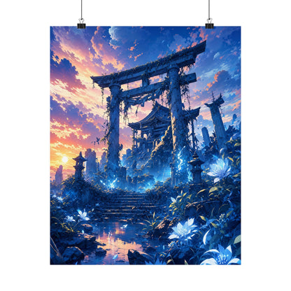 Ruined Shrine Consumed By Nature - Anime Manga Art Print (Matte Poster) - Moikas
