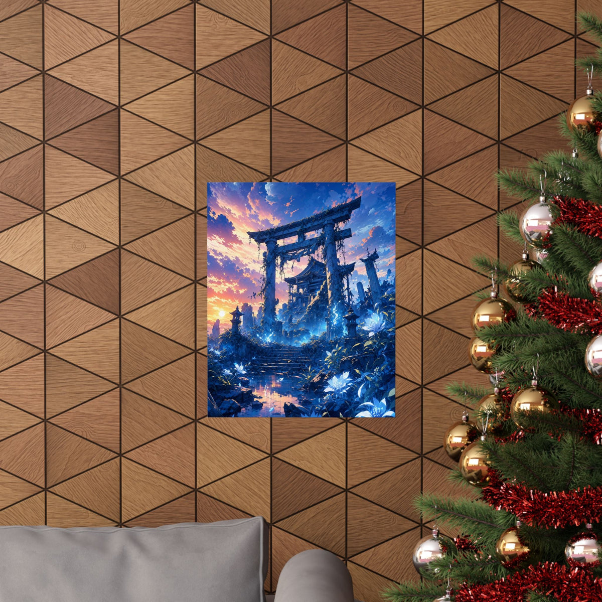 Ruined Shrine Consumed By Nature - Anime Manga Art Print (Matte Poster) - Moikas