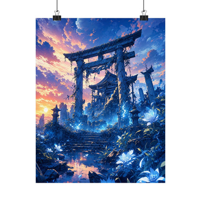 Ruined Shrine Consumed By Nature - Anime Manga Art Print (Matte Poster) - Moikas