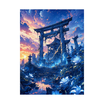 Ruined Shrine Consumed By Nature - Anime Manga Art Print (Matte Poster) - Moikas