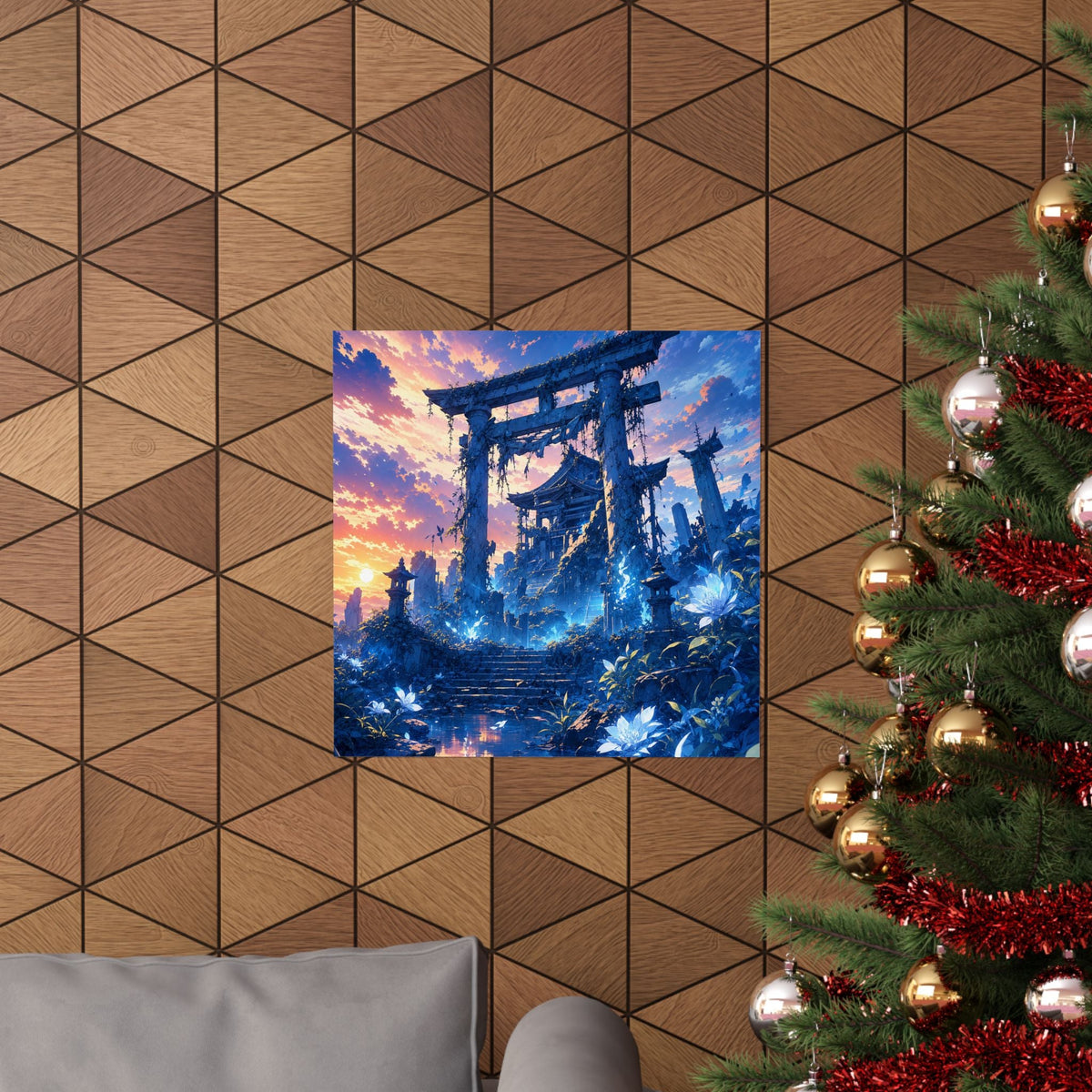 Ruined Shrine Consumed By Nature - Anime Manga Art Print (Matte Poster) - Moikas