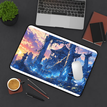 Ruined Shrine Consumed By Nature - Anime Manga Gaming Desk Mat - Moikas