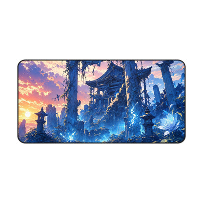 Ruined Shrine Consumed By Nature - Anime Manga Gaming Desk Mat - Moikas