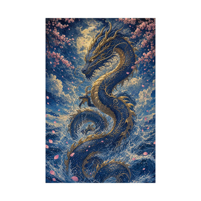 Ryuu Dragon Rising From The Ocean - Japanese Mythology Art Print (Matte Poster) - Moikas