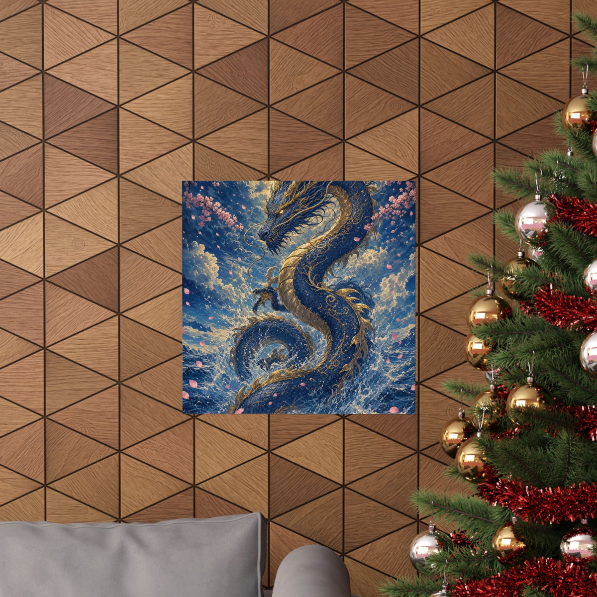 Ryuu Dragon Rising From The Ocean - Japanese Mythology Art Print (Matte Poster) - Moikas