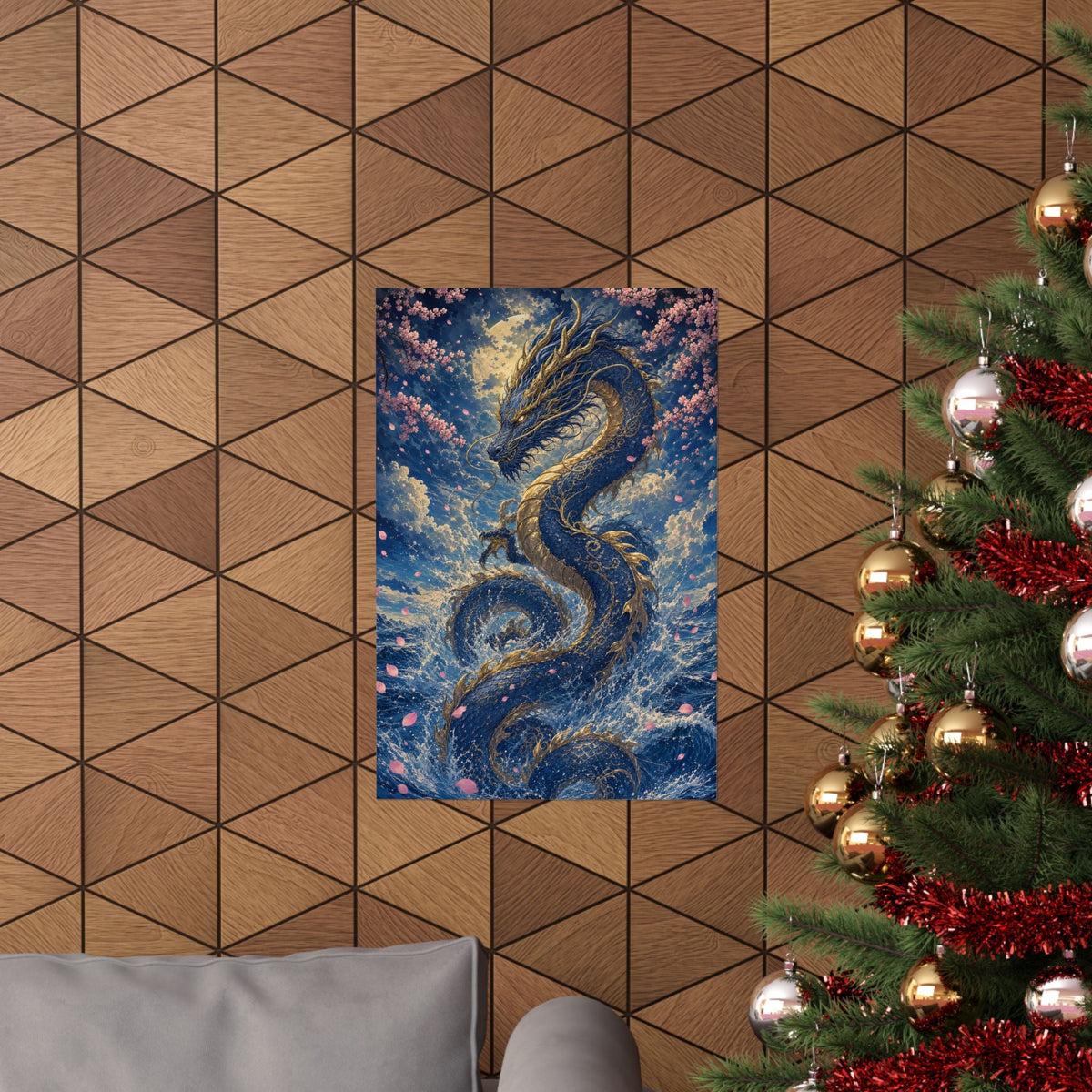 Ryuu Dragon Rising From The Ocean - Japanese Mythology Art Print (Matte Poster) - Moikas
