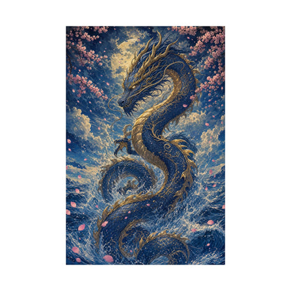 Ryuu Dragon Rising From The Ocean - Japanese Mythology Art Print (Matte Poster) - Moikas