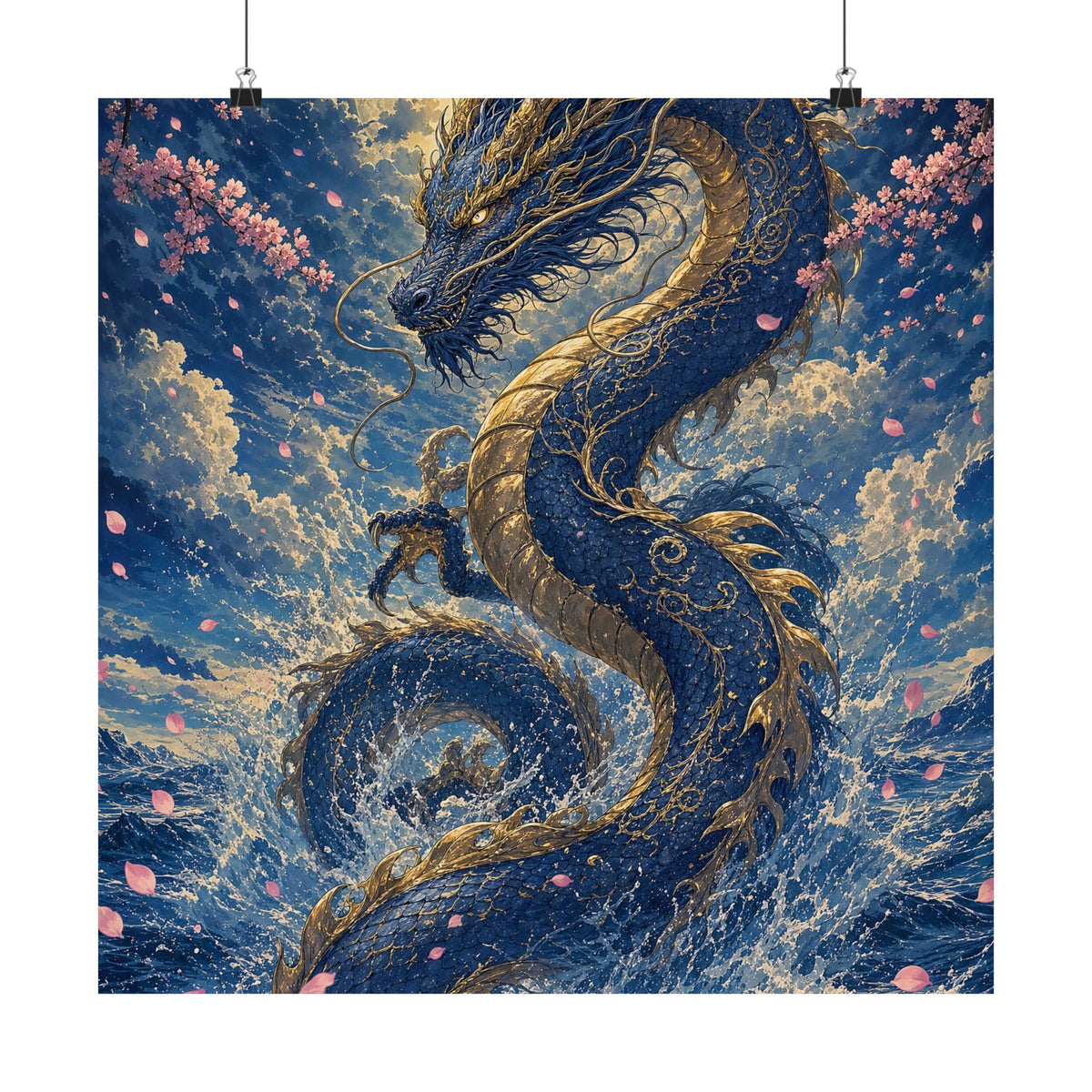 Ryuu Dragon Rising From The Ocean - Japanese Mythology Art Print (Matte Poster) - Moikas