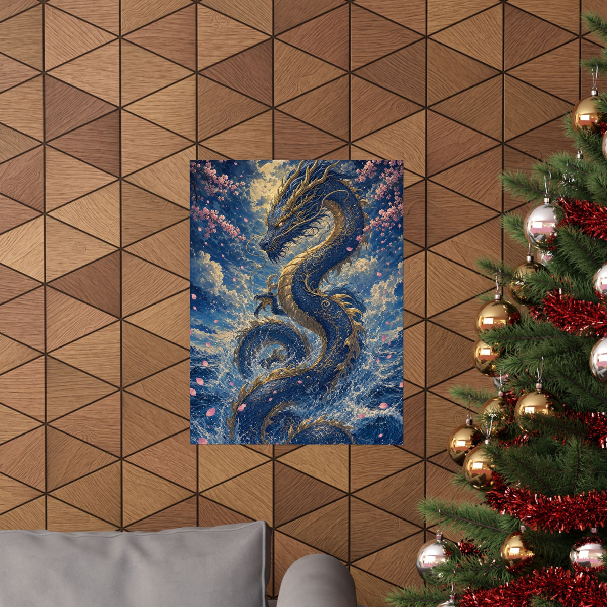 Ryuu Dragon Rising From The Ocean - Japanese Mythology Art Print (Matte Poster) - Moikas