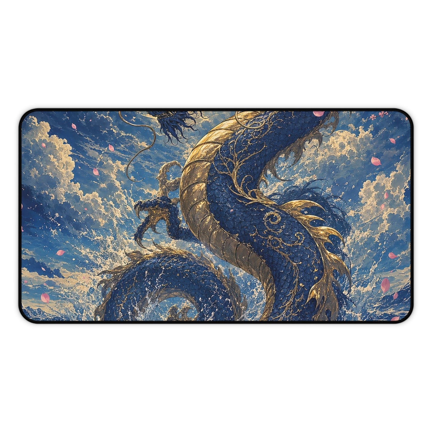 Ryuu Dragon Rising From The Ocean - Japanese Mythology Gaming Desk Mat - Moikas
