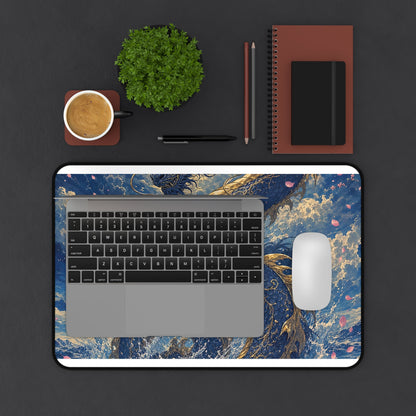 Ryuu Dragon Rising From The Ocean - Japanese Mythology Gaming Desk Mat - Moikas
