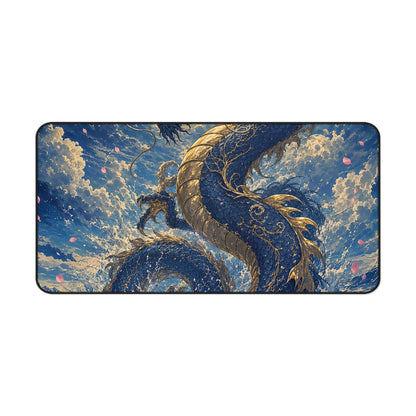 Ryuu Dragon Rising From The Ocean - Japanese Mythology Gaming Desk Mat - Moikas