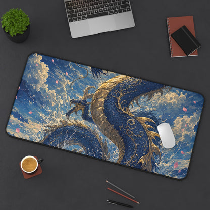 Ryuu Dragon Rising From The Ocean - Japanese Mythology Gaming Desk Mat - Moikas