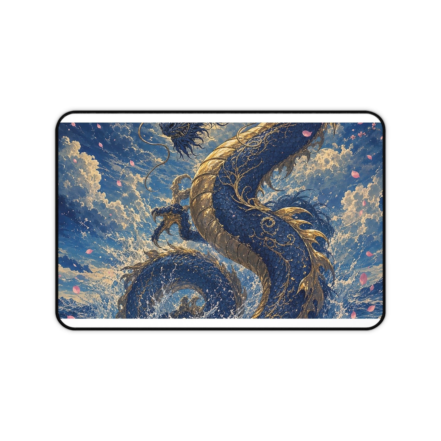 Ryuu Dragon Rising From The Ocean - Japanese Mythology Gaming Desk Mat - Moikas