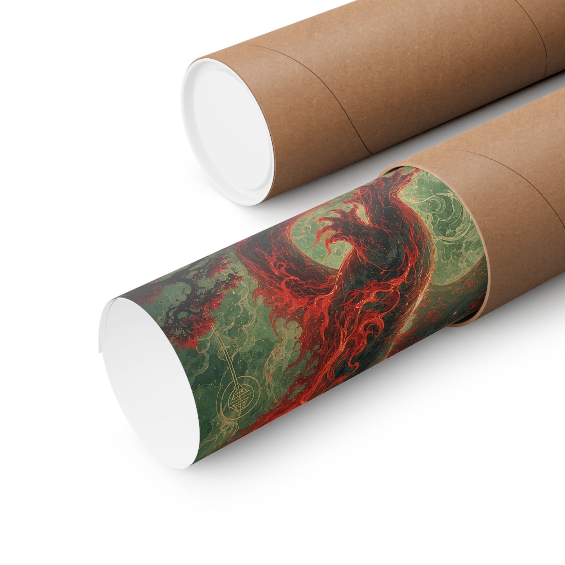 Salamander Spirit In Flame - Japanese Mythology Art Print (Matte Poster) - Moikas