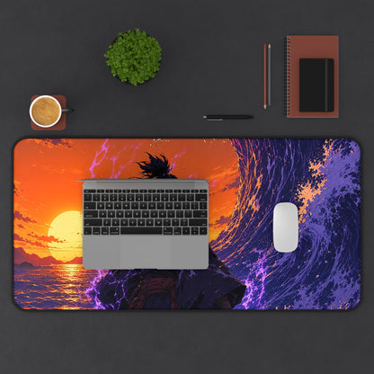 Samurai Facing Giant Wave - Anime Manga Gaming Desk Mat - Moikas