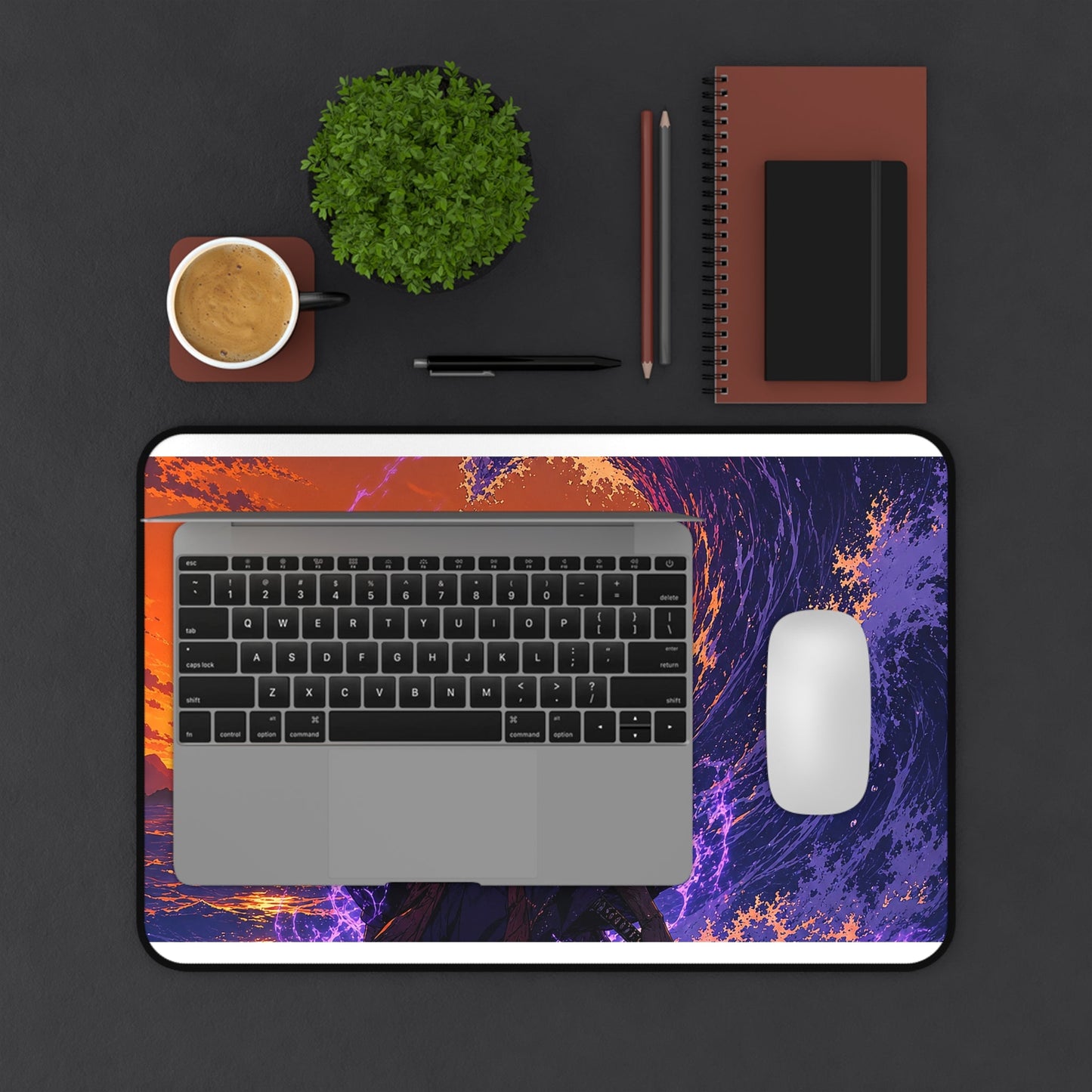 Samurai Facing Giant Wave - Anime Manga Gaming Desk Mat - Moikas