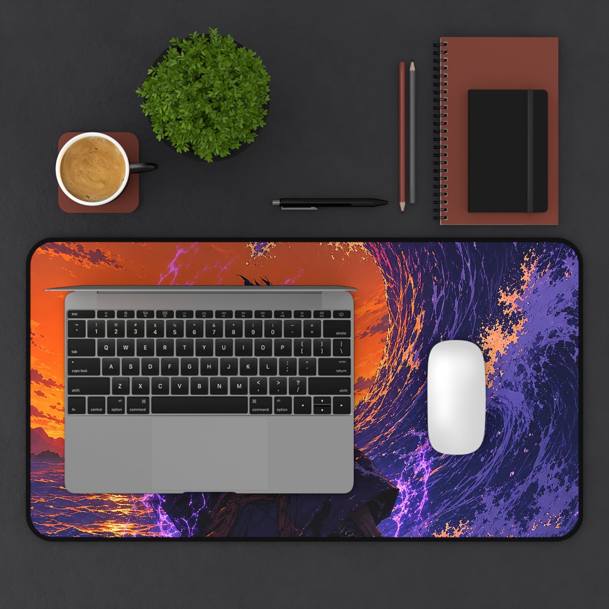 Samurai Facing Giant Wave - Anime Manga Gaming Desk Mat - Moikas