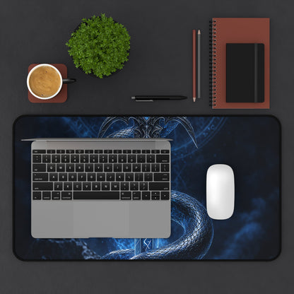 Serpent Coiled Around Sword - Dark Fantasy Gaming Desk Mat - Moikas