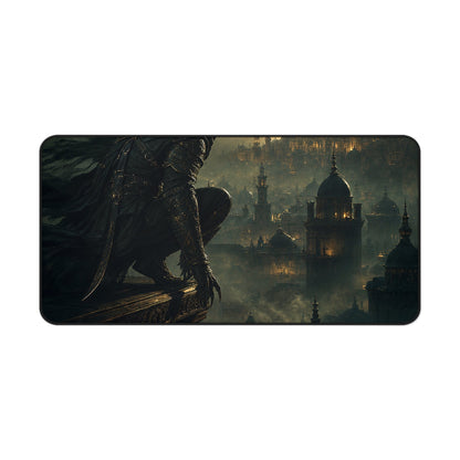 Shadow Assassin On Rooftop - Dark Fantasy Gaming Desk Mat - Moikas