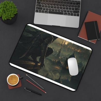 Shadow Assassin On Rooftop - Dark Fantasy Gaming Desk Mat - Moikas