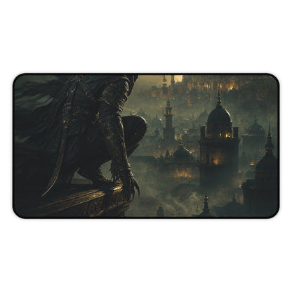 Shadow Assassin On Rooftop - Dark Fantasy Gaming Desk Mat - Moikas