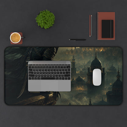 Shadow Assassin On Rooftop - Dark Fantasy Gaming Desk Mat - Moikas