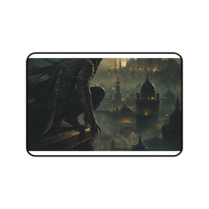 Shadow Assassin On Rooftop - Dark Fantasy Gaming Desk Mat - Moikas