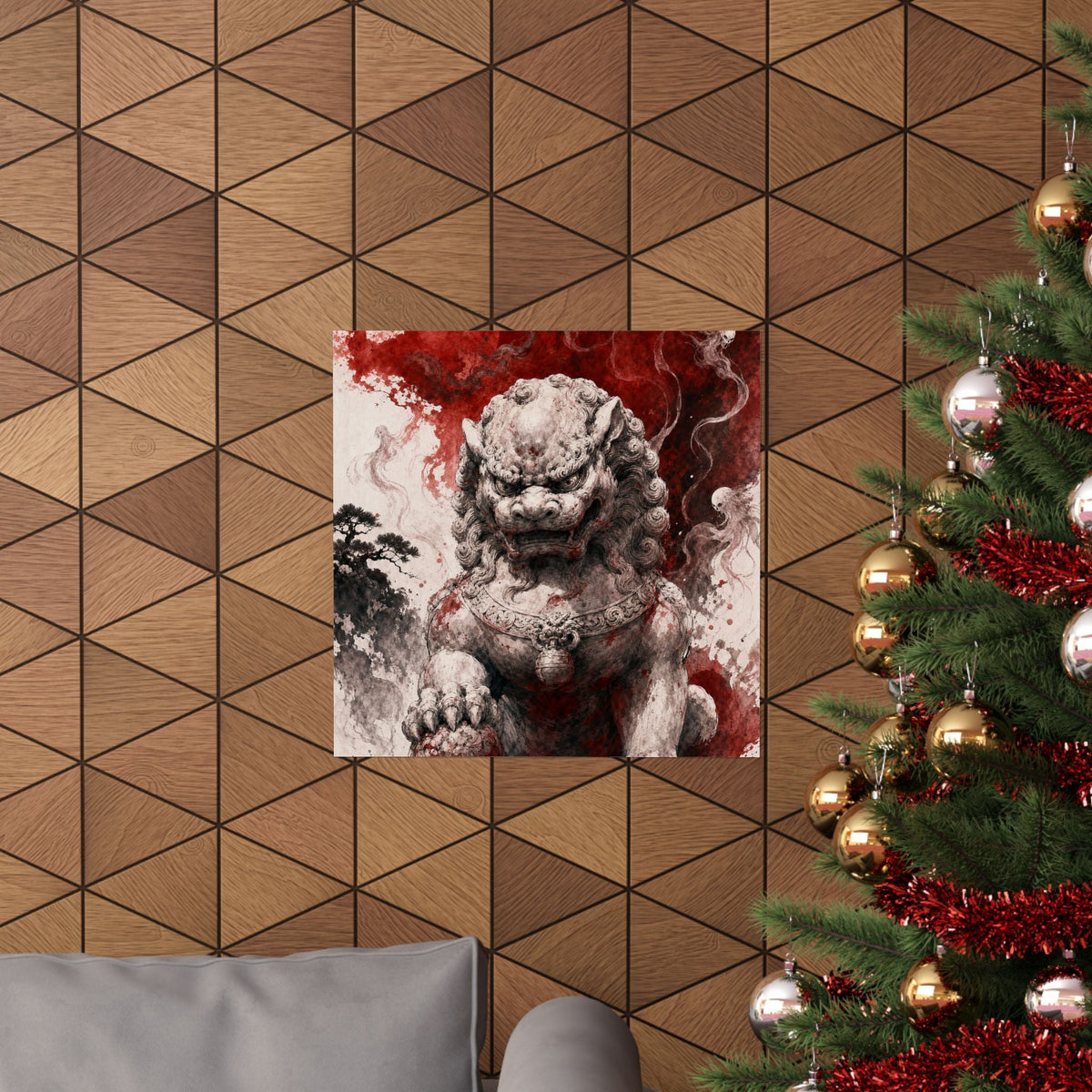 Shishi Lion Dog Guardistatue - Japanese Mythology Art Print (Matte Poster) - Moikas