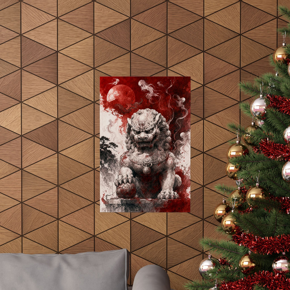 Shishi Lion Dog Guardistatue - Japanese Mythology Art Print (Matte Poster) - Moikas