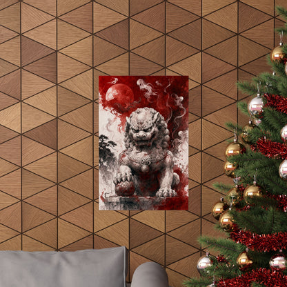 Shishi Lion Dog Guardistatue - Japanese Mythology Art Print (Matte Poster) - Moikas
