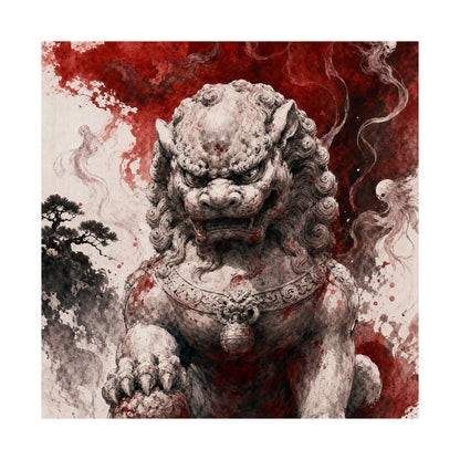 Shishi Lion Dog Guardistatue - Japanese Mythology Art Print (Matte Poster) - Moikas