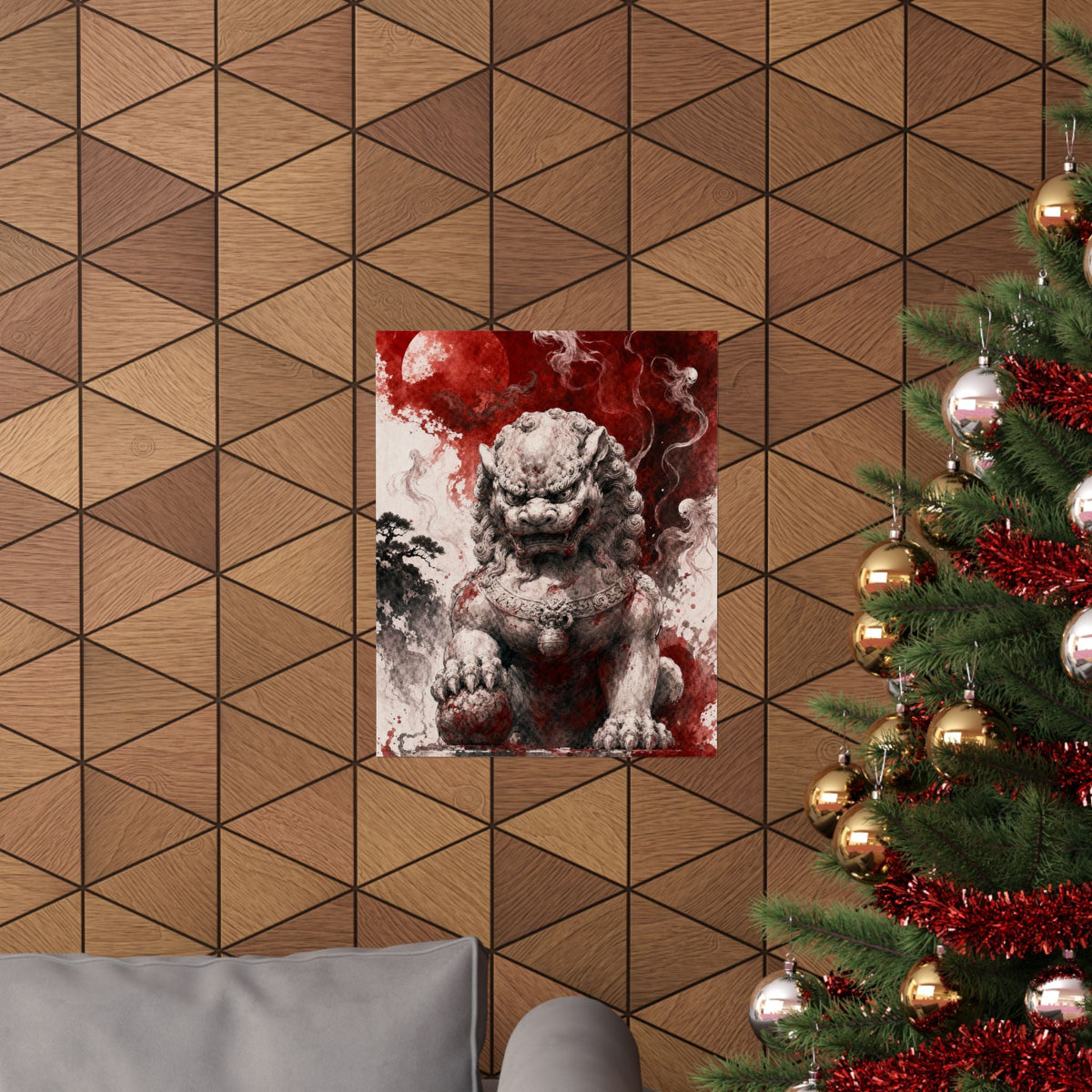Shishi Lion Dog Guardistatue - Japanese Mythology Art Print (Matte Poster) - Moikas