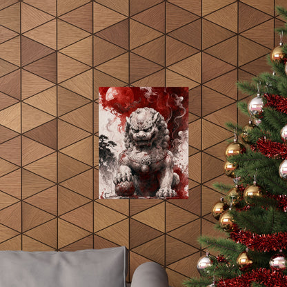 Shishi Lion Dog Guardistatue - Japanese Mythology Art Print (Matte Poster) - Moikas