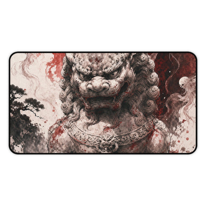 Shishi Lion Dog Guardistatue - Japanese Mythology Gaming Desk Mat - Moikas