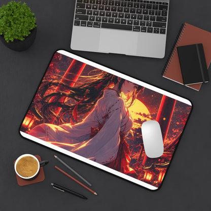 Shrine Maiden At Torii Gate - Anime Manga Gaming Desk Mat - Moikas