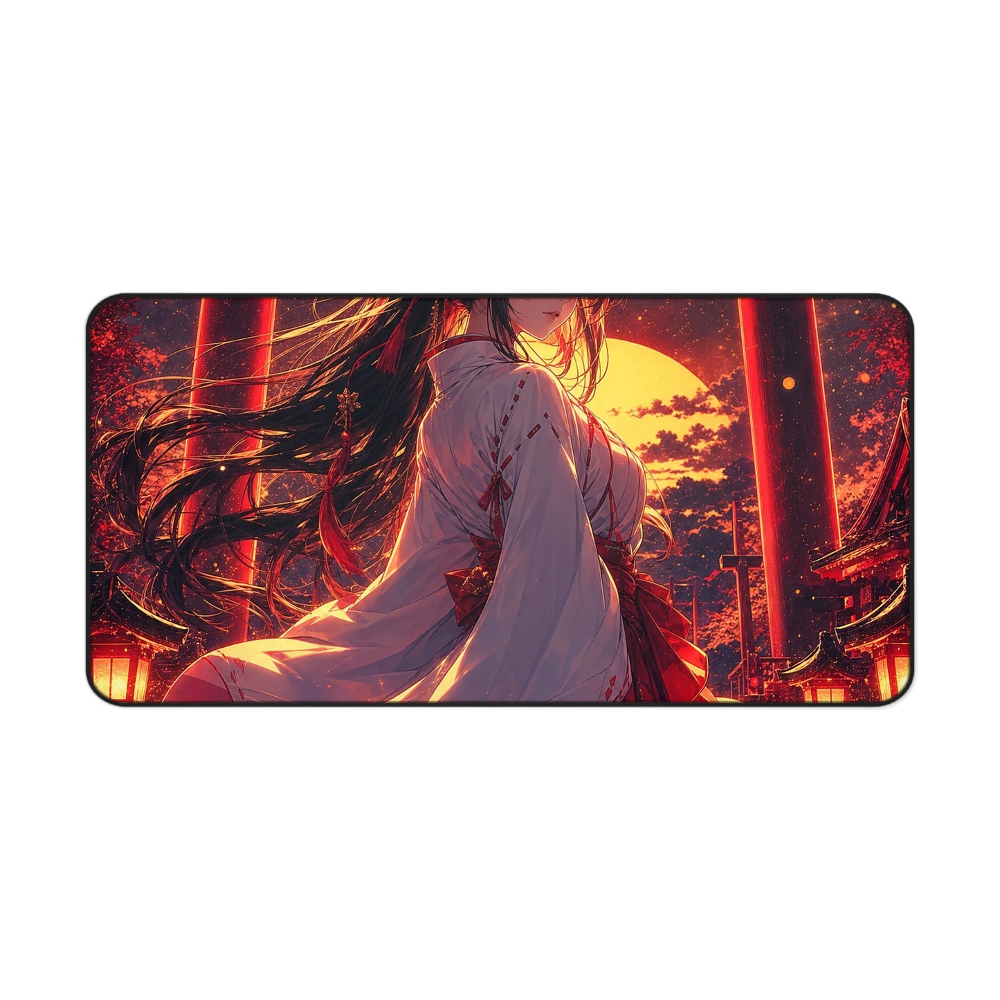 Shrine Maiden At Torii Gate - Anime Manga Gaming Desk Mat - Moikas
