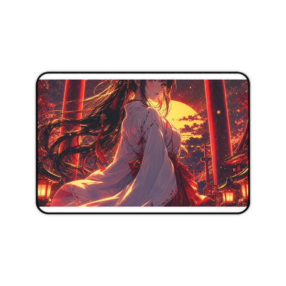 Shrine Maiden At Torii Gate - Anime Manga Gaming Desk Mat - Moikas
