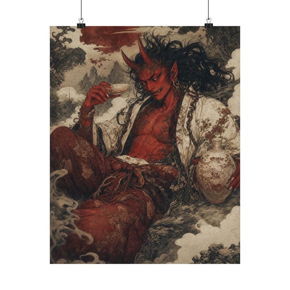 Shuten Doji Sake Demon - Japanese Mythology Art Print (Matte Poster) - Moikas