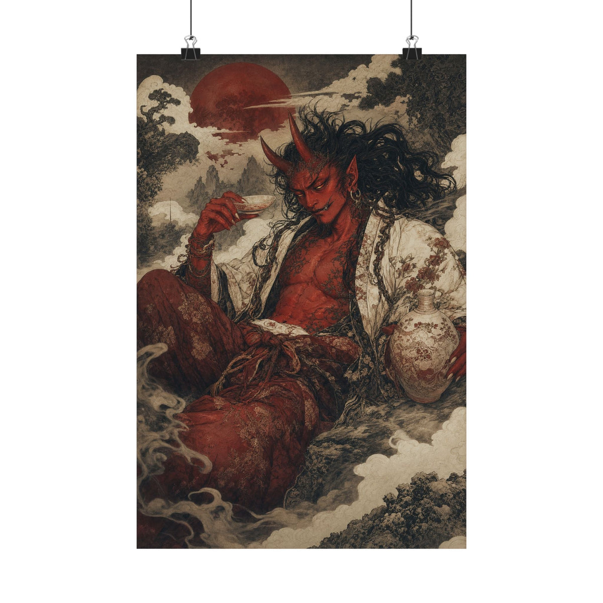 Shuten Doji Sake Demon - Japanese Mythology Art Print (Matte Poster) - Moikas