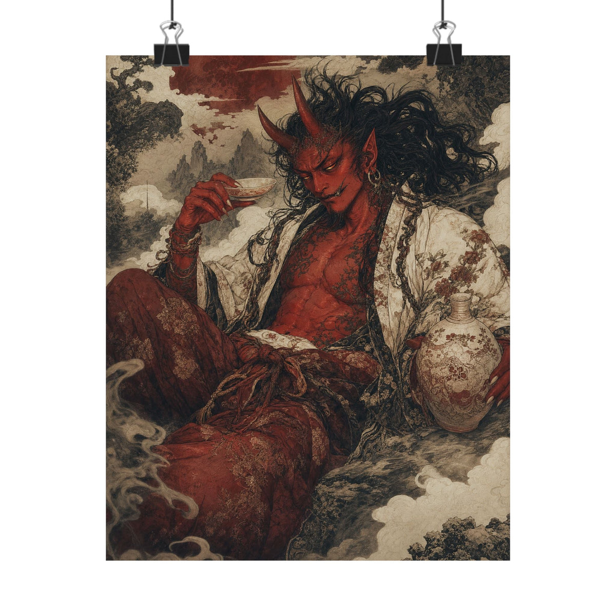 Shuten Doji Sake Demon - Japanese Mythology Art Print (Matte Poster) - Moikas