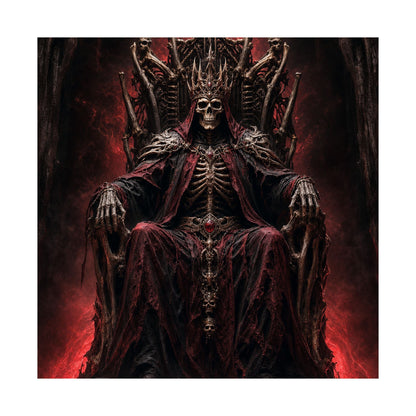 Skeletal King On Throne Of Bones - Dark Fantasy Art Print (Matte Poster) - Moikas