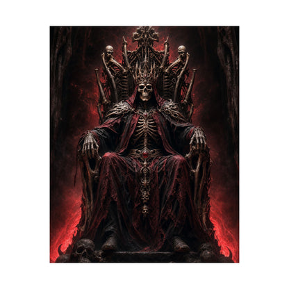 Skeletal King On Throne Of Bones - Dark Fantasy Art Print (Matte Poster) - Moikas