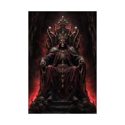 Skeletal King On Throne Of Bones - Dark Fantasy Art Print (Matte Poster) - Moikas