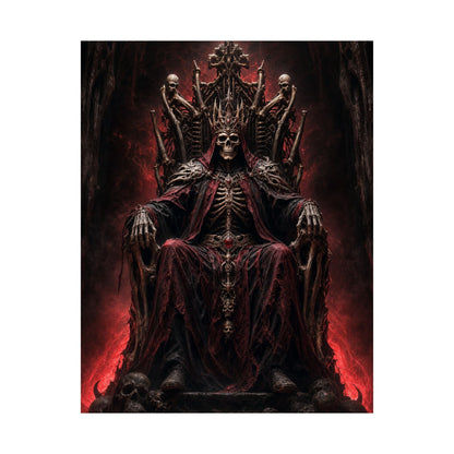 Skeletal King On Throne Of Bones - Dark Fantasy Art Print (Matte Poster) - Moikas
