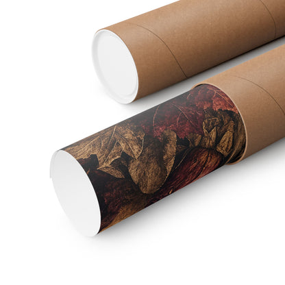Skull Surrounded By Autumn Leaves - Dark Academia Art Print (Matte Poster) - Moikas