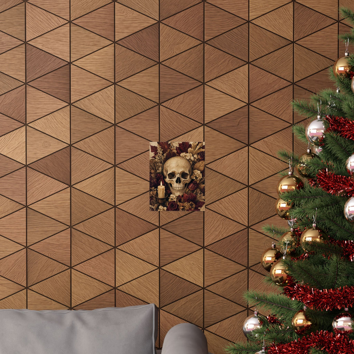 Skull Surrounded By Autumn Leaves - Dark Academia Art Print (Matte Poster) - Moikas